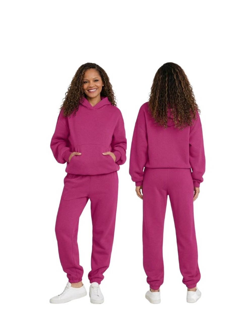 ANRABESS Hot Pink 2 Piece Oversized Jogging Suit